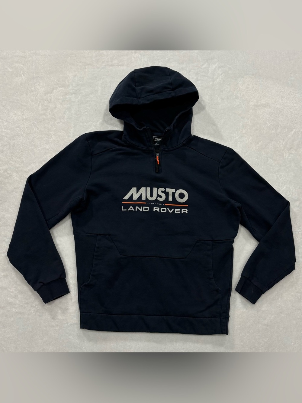 Musto Land Rover Organic Cotton Navy Blue 1/4 Zip Sweatshirt Hoodie Men’s Size M